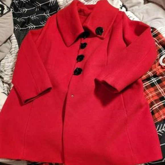 Ladies Beautiful Red Wool Coat - Picture 1 of 6